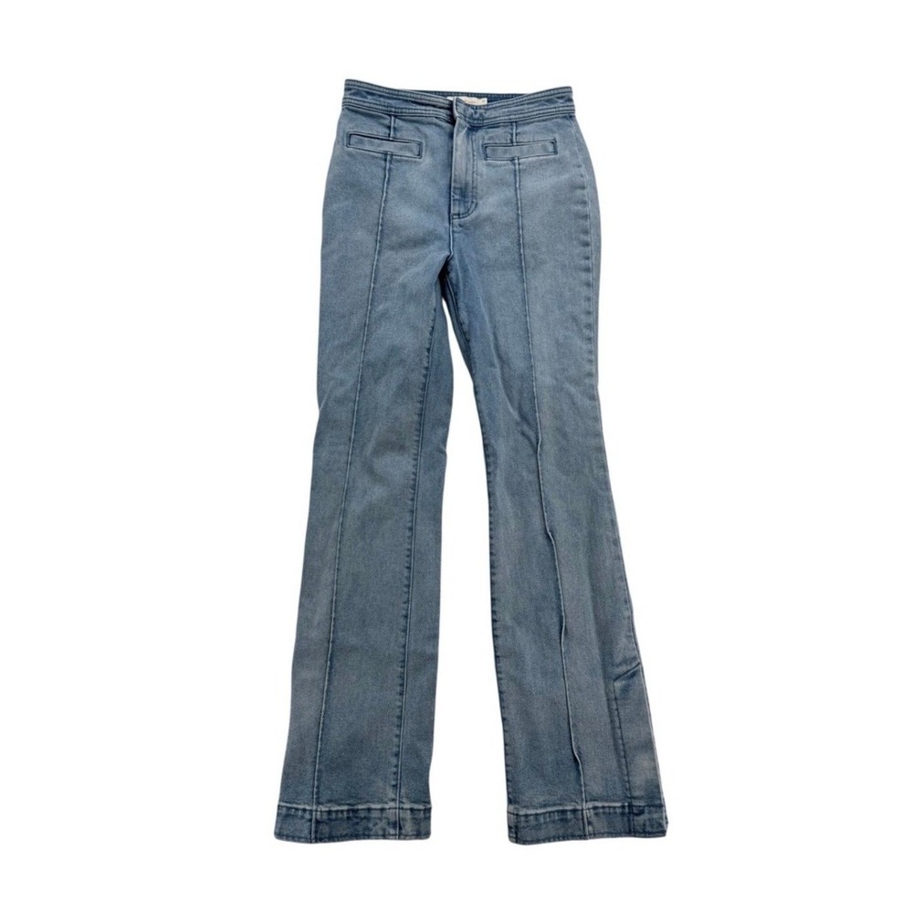 Tory Burch Flare Jeans Women 26 Light Blue Excellent Seam Detail High Rise 61892